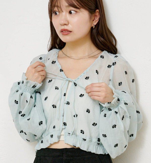  「【4色展開】フラワーステッチブラウス」|シャツ・ブラウス|