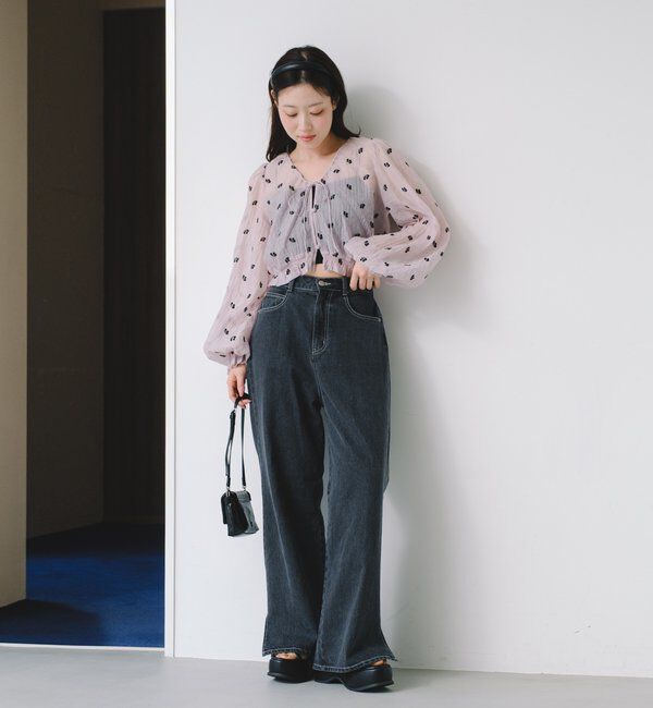  「【4色展開】フラワーステッチブラウス」|シャツ・ブラウス|