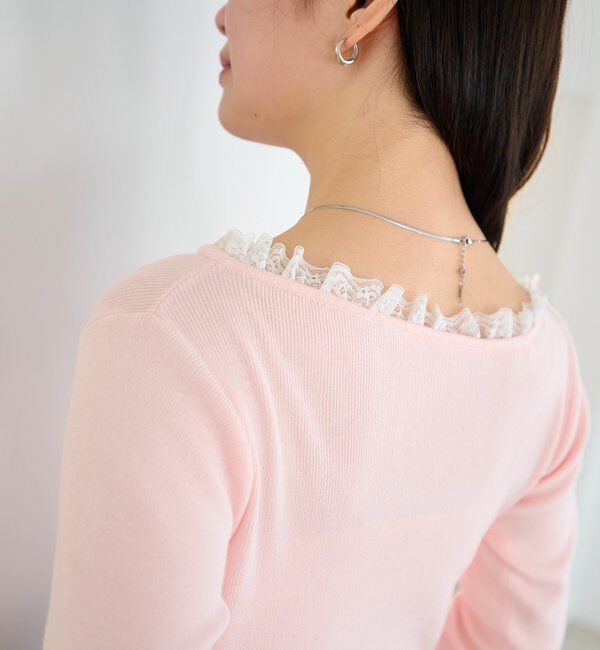  「【4色展開】レースシャーリングニット」|ニット・セーター|