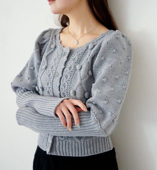  「ポンポンニットカーディガン」|カーディガン|