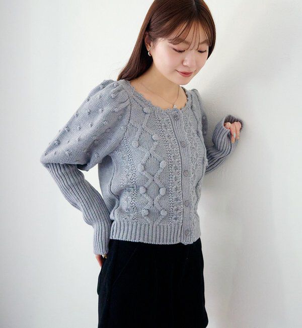  「ポンポンニットカーディガン」|カーディガン|