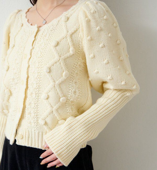  「ポンポンニットカーディガン」|カーディガン|