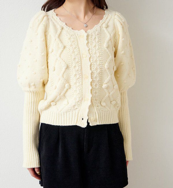  「ポンポンニットカーディガン」|カーディガン|