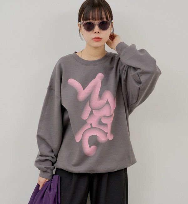  「【WHIMSIC】フローイング ロゴ シルクスクリーン スウェットプルオーバー」|Tシャツ・カットソー|