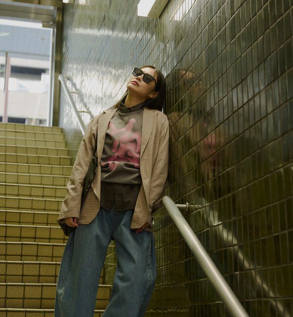  「【WHIMSIC】フローイング ロゴ シルクスクリーン スウェットプルオーバー」|Tシャツ・カットソー|