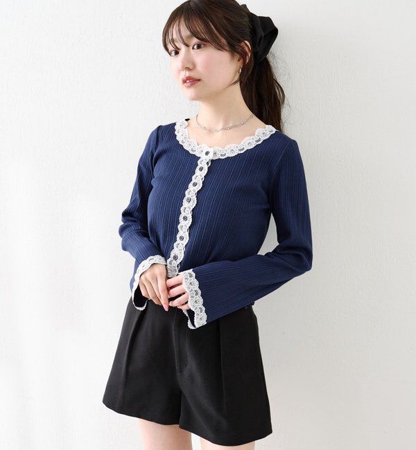  「レースアンサンブルSET」|Tシャツ・カットソー|ネイビー