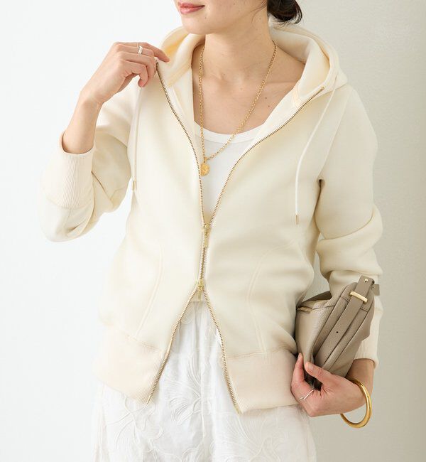  「【WEB限定/キレイめ上品】スポンジダンボールZIPパーカーカットソー」|パーカー|