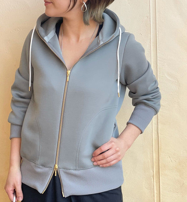  「【WEB限定/キレイめ上品】スポンジダンボールZIPパーカーカットソー」|パーカー|