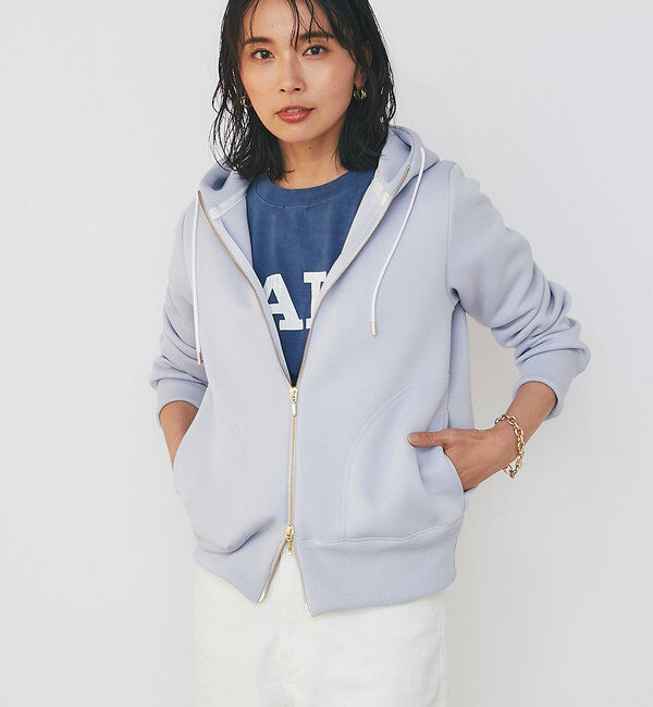  「【WEB限定/キレイめ上品】スポンジダンボールZIPパーカーカットソー」|パーカー|