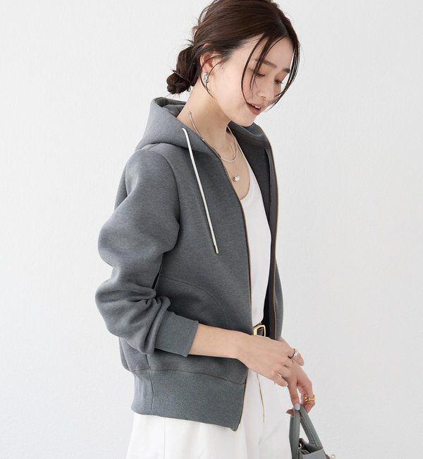  「【WEB限定/キレイめ上品】スポンジダンボールZIPパーカーカットソー」|パーカー|
