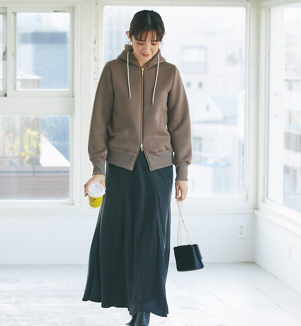  「【WEB限定/キレイめ上品】スポンジダンボールZIPパーカーカットソー」|パーカー|