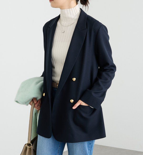  「【軽い着心地】ピーチツイルピークドラペルジャケット」|テーラードジャケット|