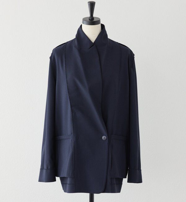  「【軽い着心地】ピーチツイルピークドラペルジャケット」|テーラードジャケット|