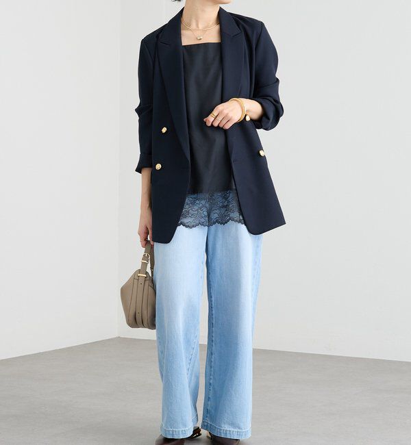 「【軽い着心地】ピーチツイルピークドラペルジャケット」|テーラードジャケット|
