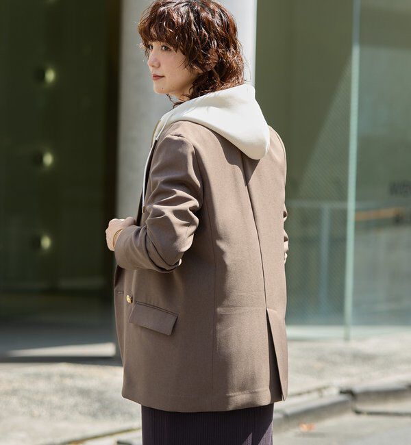  「【軽い着心地】ピーチツイルピークドラペルジャケット」|テーラードジャケット|