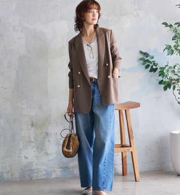  「【軽い着心地】ピーチツイルピークドラペルジャケット」|テーラードジャケット|