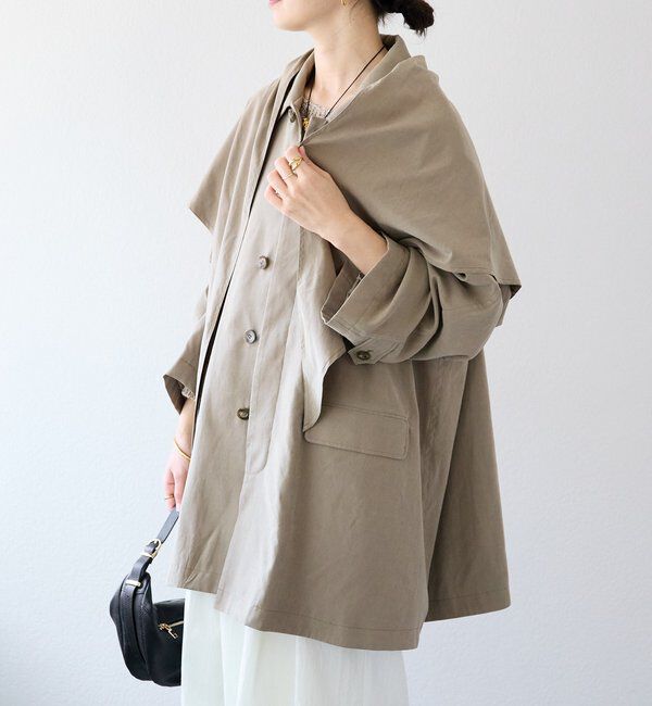  「【鮮度ある着こなしに】ストール付きテントコート」|その他|