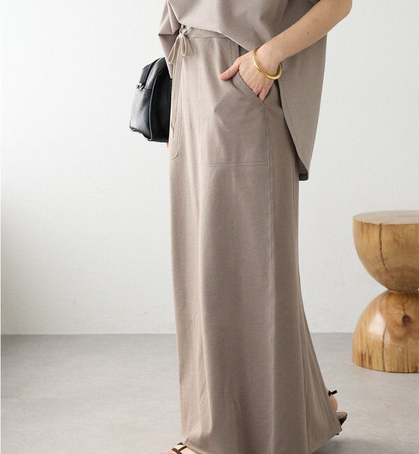  「予約【イージーな着心地】スエットロングスカート」|スカート|モカ
