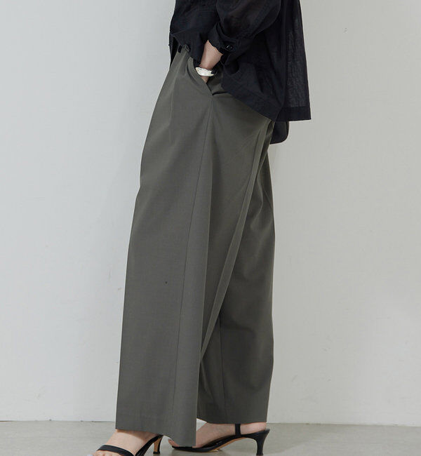  「【新色BR登場/セットアップ対応】ダブルタックパンツ」|スラックス|チャコールグレー