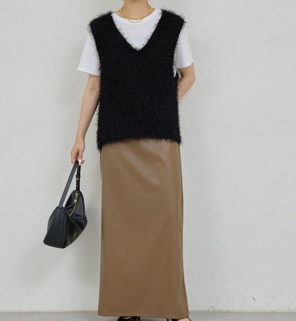  「フェイクレザータイトスカート」|スカート|