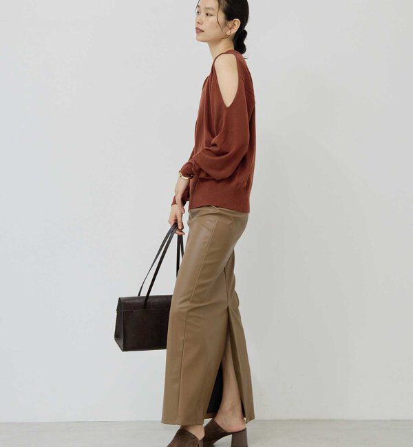  「フェイクレザータイトスカート」|スカート|