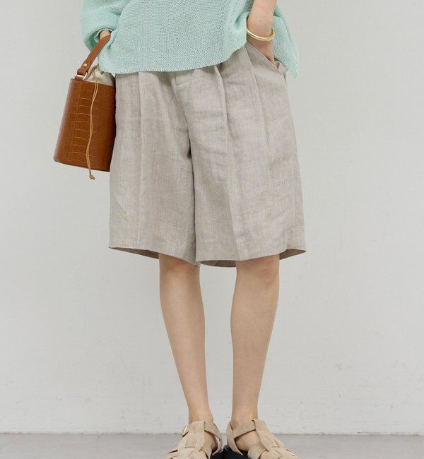  「【セットアップ対応】リネンハーフパンツ」|チノ|アイボリー