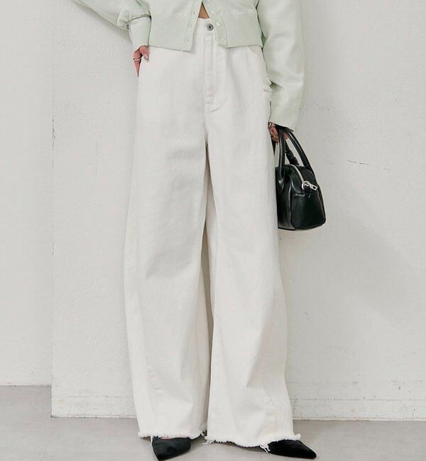  「クラッシュカーブパンツ」|デニム|オフホワイト
