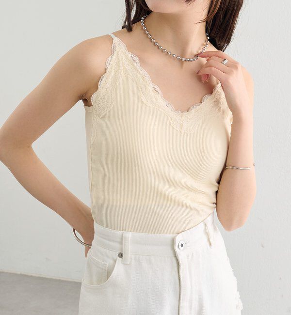  「パット付きVレースキャミソール」|キャミソール|