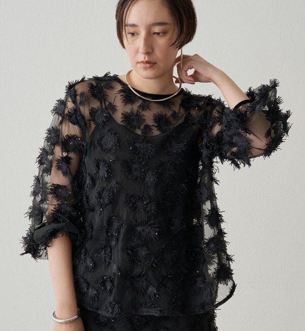  「【Atelier N5/アトリエヌメロサンク】ジャガードシアーブラウス」|シャツ・ブラウス|