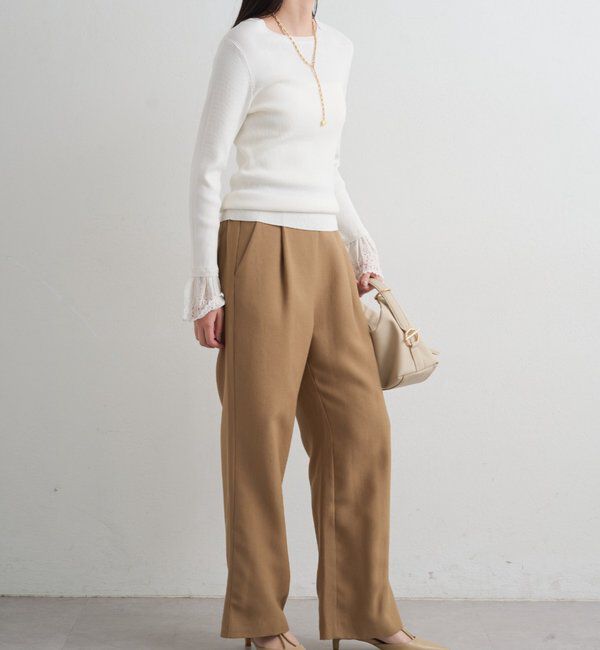  「麻調合繊タックパンツ」|チノ|