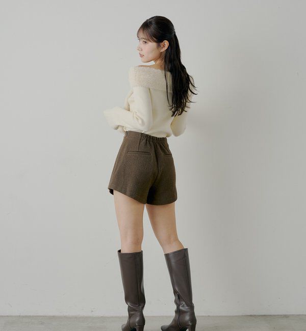  「【2サイズ展開あり】ブローチ付きコンパクトショートパンツ」|チノ|