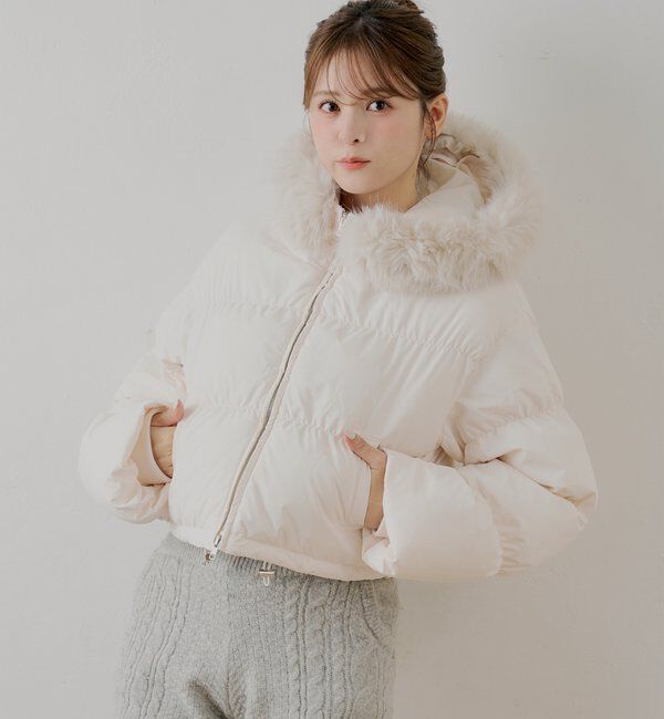  「ショート丈ファーフード中綿ブルゾン」|その他|