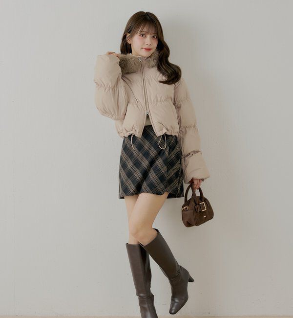  「ショート丈ファーフード中綿ブルゾン」|その他|