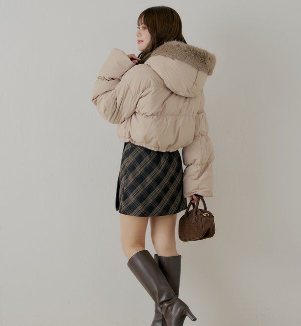  「ショート丈ファーフード中綿ブルゾン」|その他|