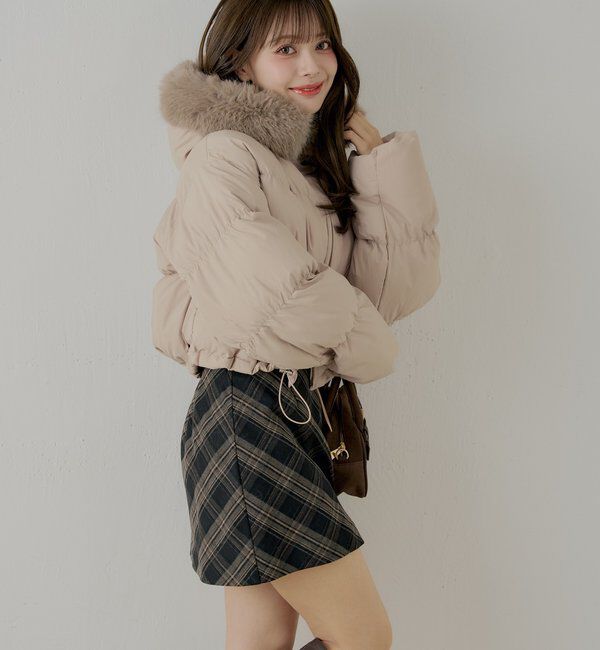  「ショート丈ファーフード中綿ブルゾン」|その他|