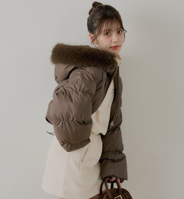  「ショート丈ファーフード中綿ブルゾン」|その他|