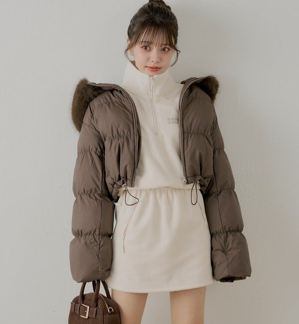  「ショート丈ファーフード中綿ブルゾン」|その他|