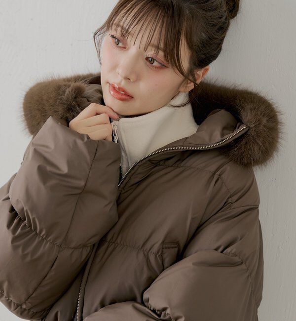  「ショート丈ファーフード中綿ブルゾン」|その他|