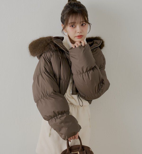  「ショート丈ファーフード中綿ブルゾン」|その他|