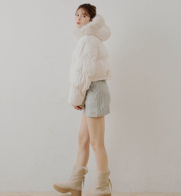  「ショート丈ファーフード中綿ブルゾン」|その他|