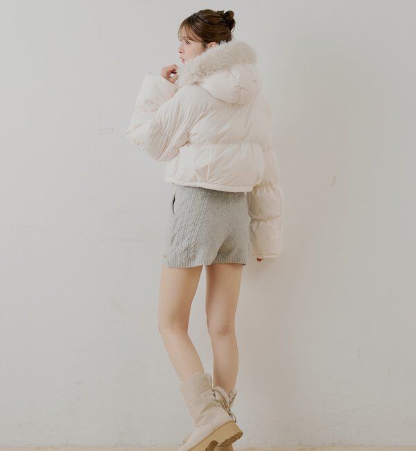  「ショート丈ファーフード中綿ブルゾン」|その他|