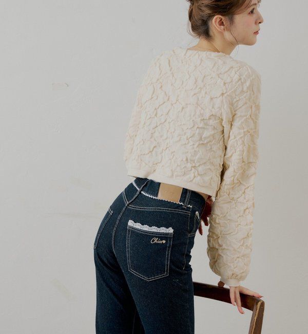  「レースデザインフレアデニム」|デニム|