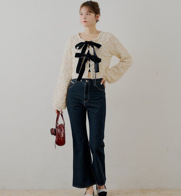  「レースデザインフレアデニム」|デニム|