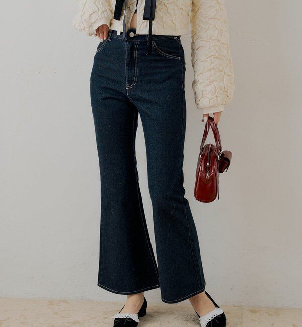  「レースデザインフレアデニム」|デニム|