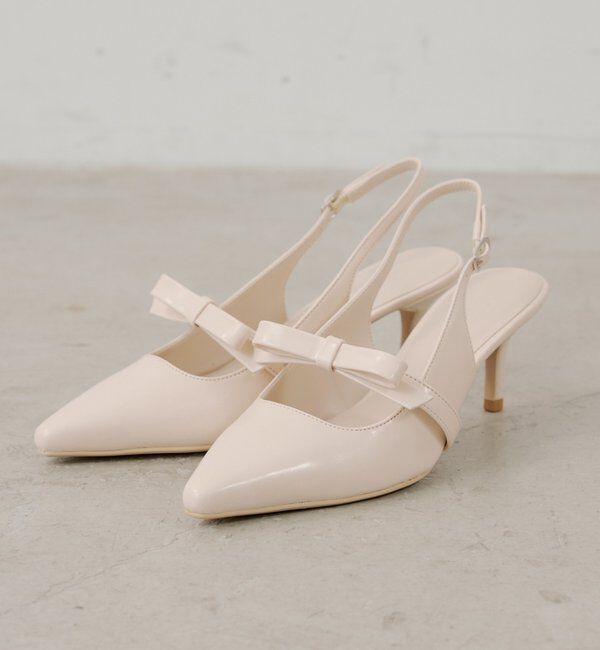  「リボン付きミュール」|パンプス|ピンク