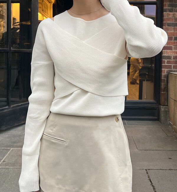  「オフショルクロスレイヤードニット」|ニット・セーター|