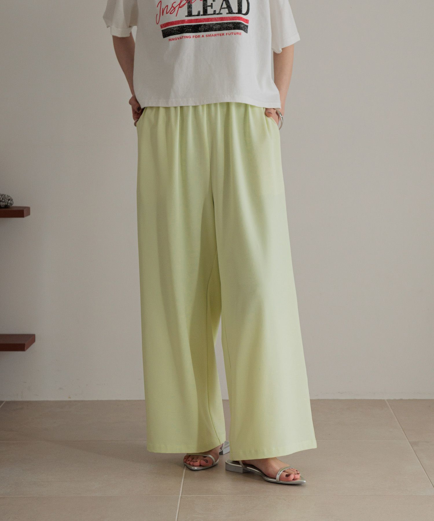 LOWRYS FARM「ギャザーワイドイージーパンツ」|チノ|GRN2