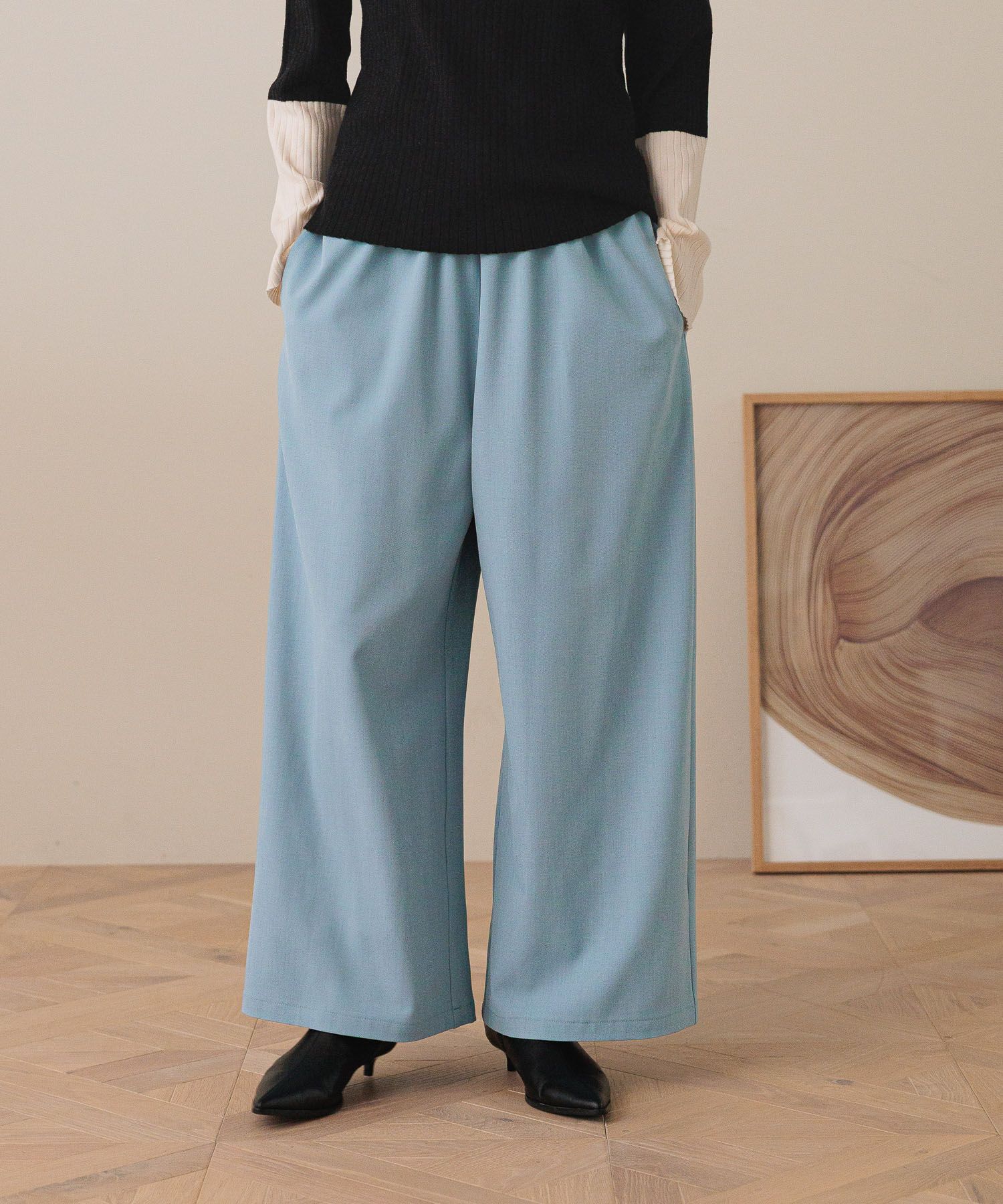 LOWRYS FARM「ギャザーワイドイージーパンツ」|チノ|BLU2