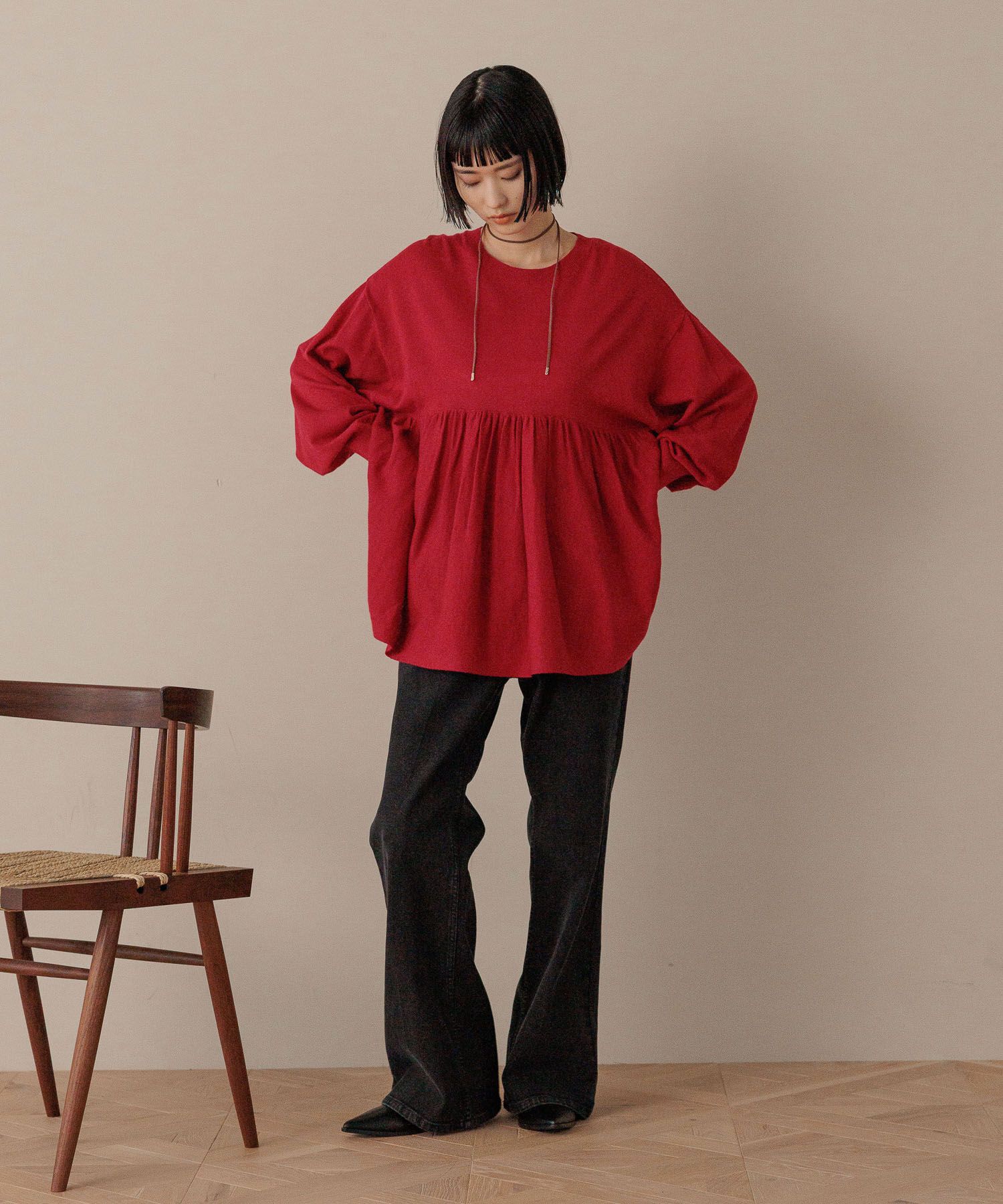 LOWRYS FARM「ストレッチデニムフレアパンツ」|デニム|