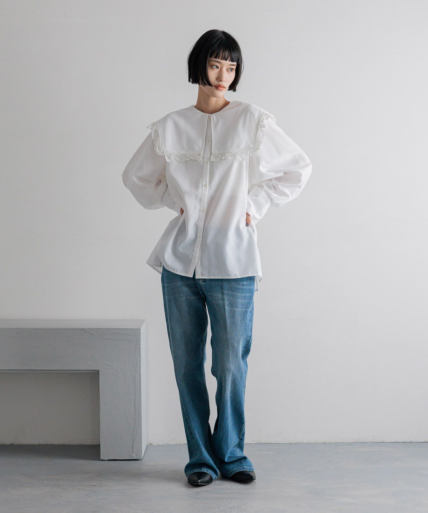 LOWRYS FARM「ストレッチデニムフレアパンツ」|デニム|